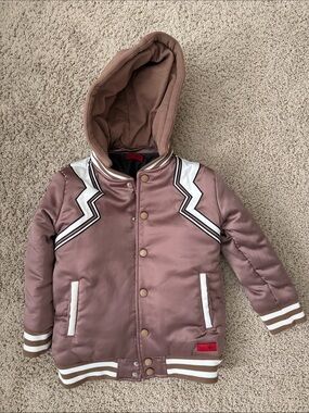 Haus of JR Kids Brown Hooded Bomber Jacket with Contrast Trim 7-8T